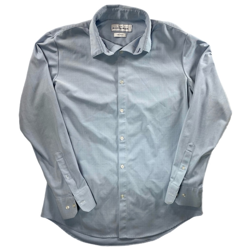 Mizzen and Main Leeward Mens Button Up Long Sleeve Light Blue Plaid XLarge XL